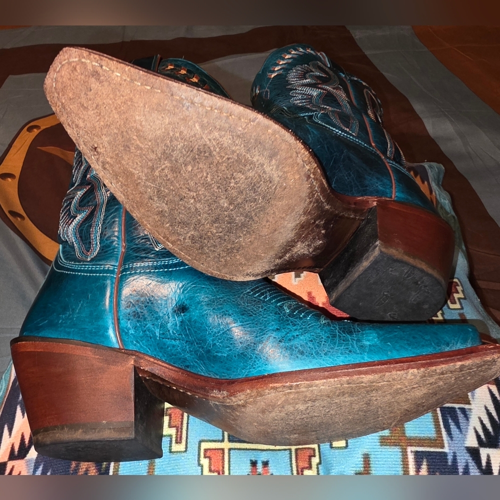 WOMENS, Justin, Western Boots in Turquoise - Picture 3 of 10